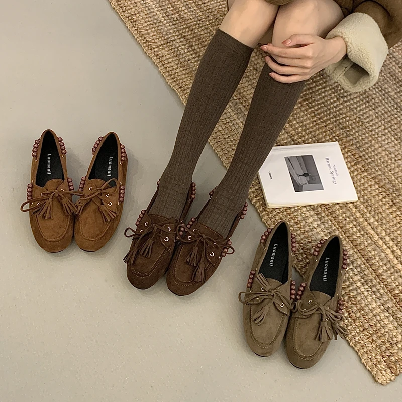 

SUOJIALUN 2026 Spring New Brand Women Flat Shoes Fashion Square Toe Slip On Loafer Shoes Soft Flat Heel Casual Dress Boat Shoes