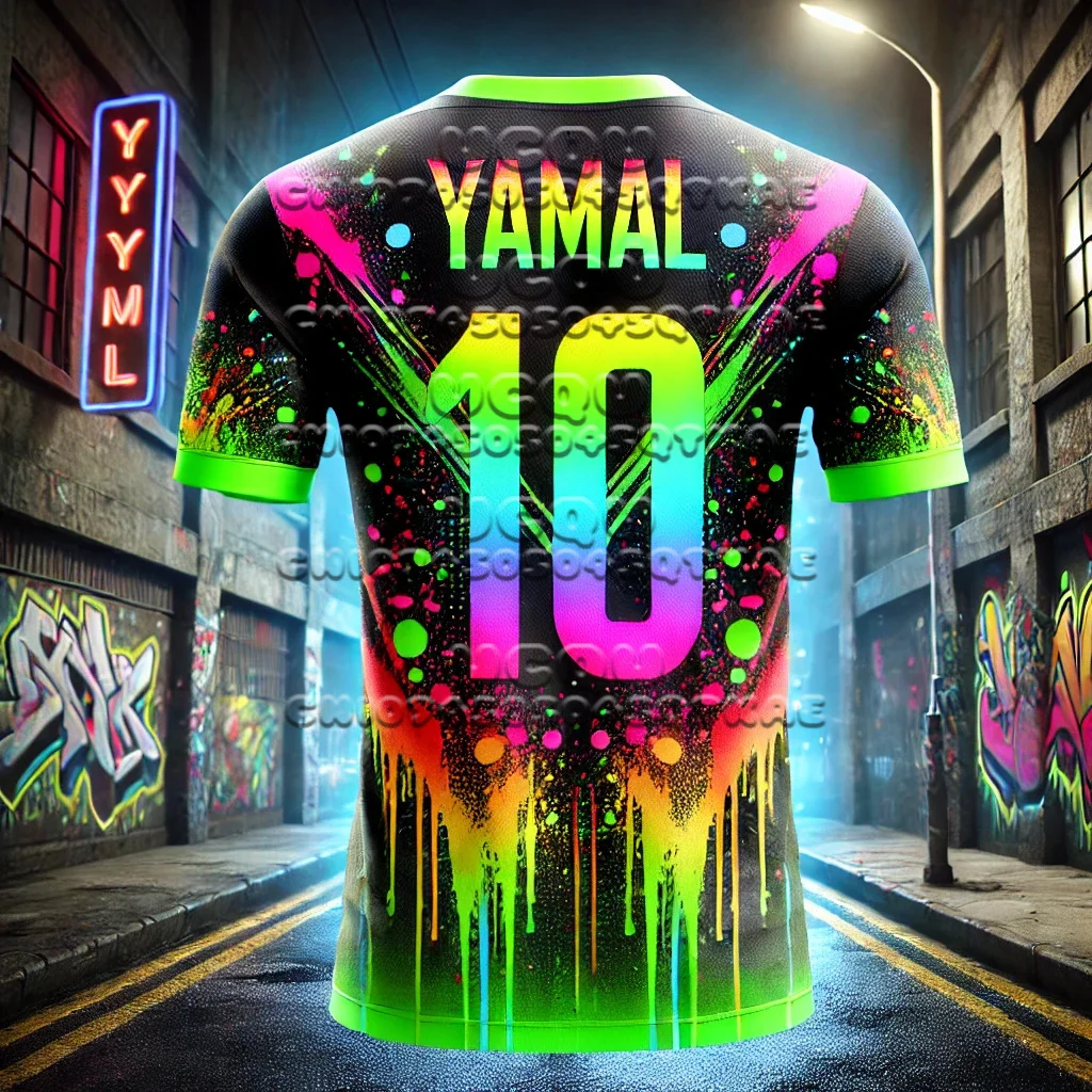 AI conçu hauts de sport nouveaux enfants T-shirt Graffiti Style spécialement Football Superstar Yamal No.10 3D imprimé T-shirts pour hommes