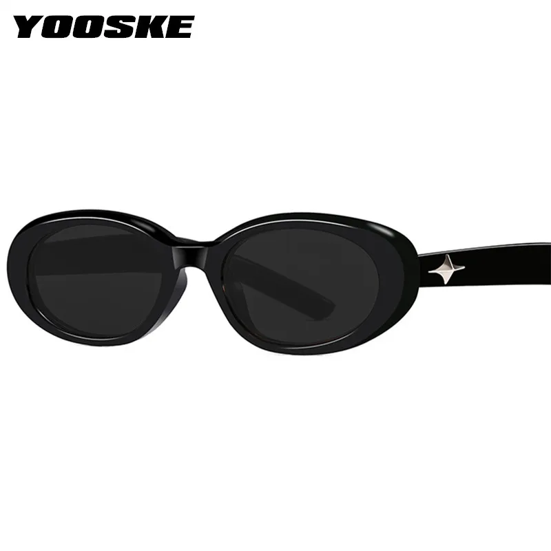 YOOSKE Small Oval Sunglasses Women Men Vintage Polarized Sun Glasses Male Classic Design Black Eyewear UV400 Goggles Ladies