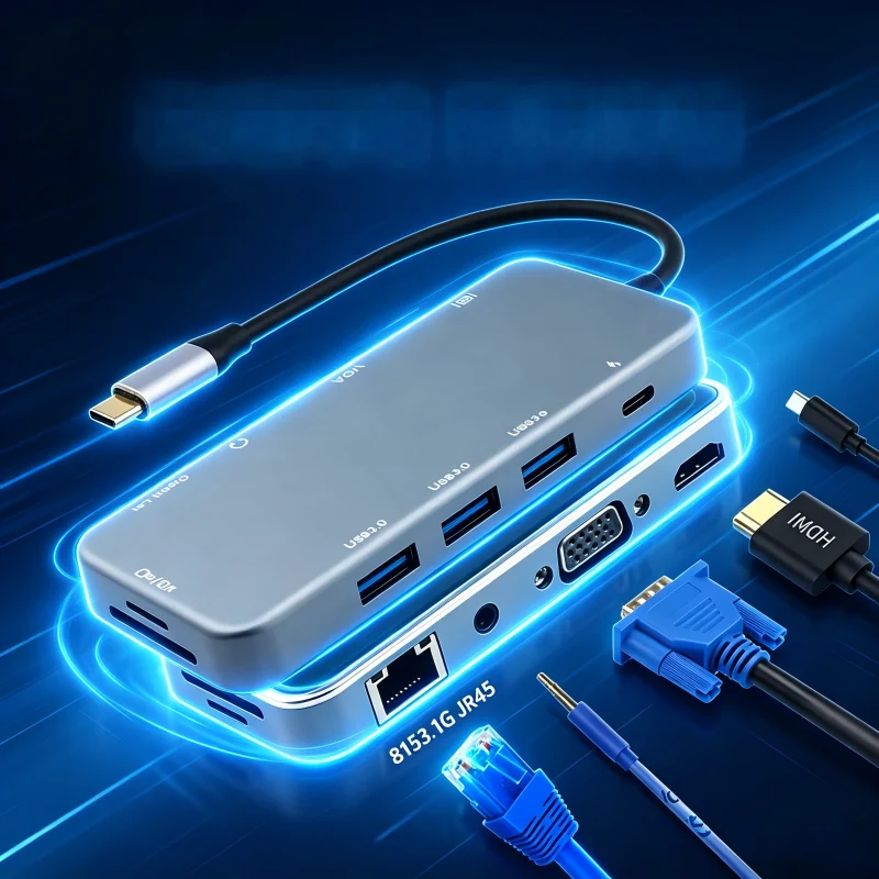 Splitter  Docking USB C HUB Type C RJ46 Station Laptop Adapter With For Macbook Air M1 iPad Pro