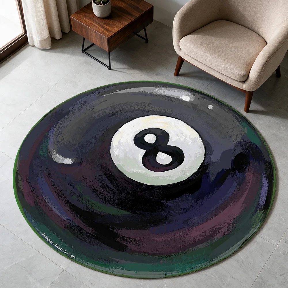 Large Round Area Rug with Number Eight Design Modern Abstract Living Room Mat for Home Decor
