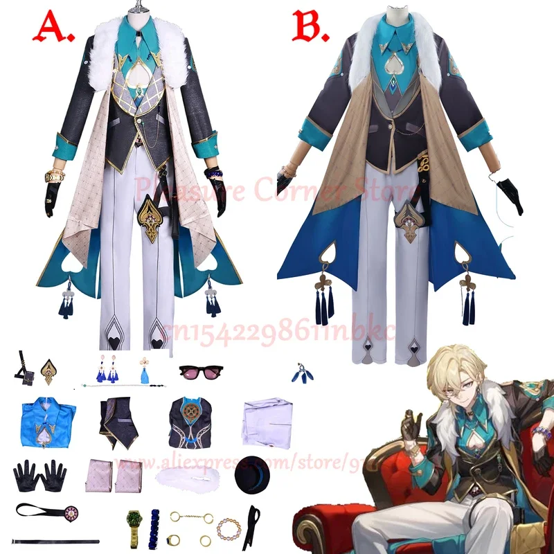 Costume de Cosplay de Honkai Star Rail Aventurine, Ensemble Complet, Uniforme, Perruque, Chaussures, Accessoires, en Stock