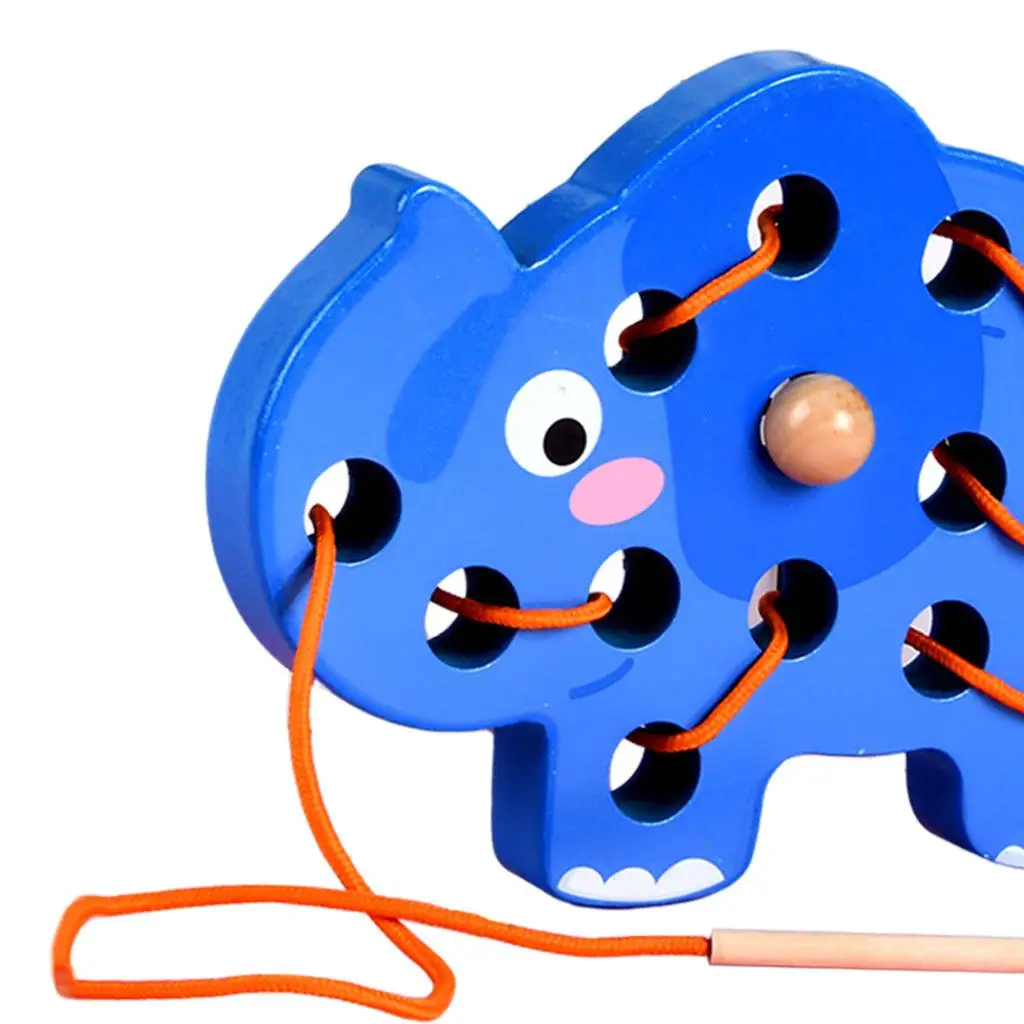 Wooden Stringing Board Threading Toys Lacing for Motor Skill Preschoolers Coordination