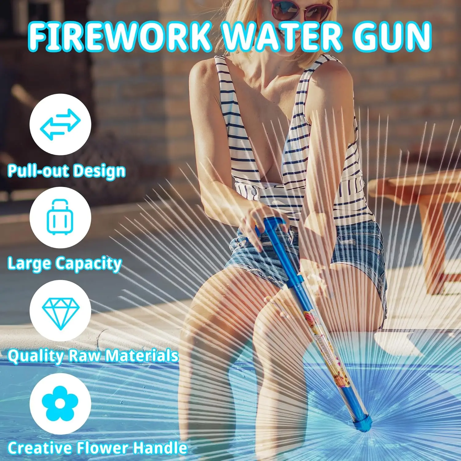 Pull Back Water Blaster Toy Spray Gun Outdoor Splash Fun for Kids Pool Beach Lawn Play Interactive Summer Gift