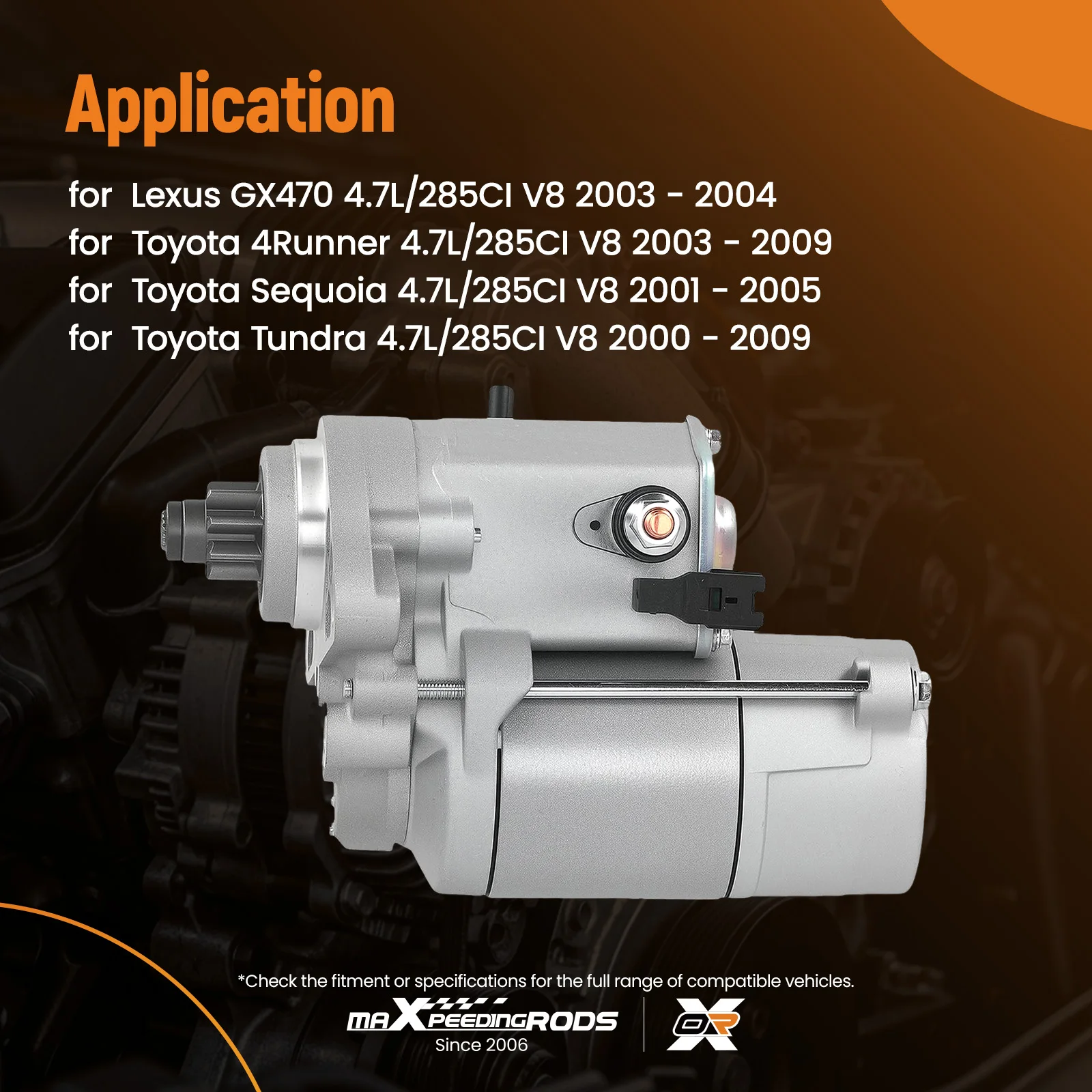 

Starter Motor Fit For Toyota Tundra 4Runner Sequoia Lexus GX470 4.7L 28100-50040