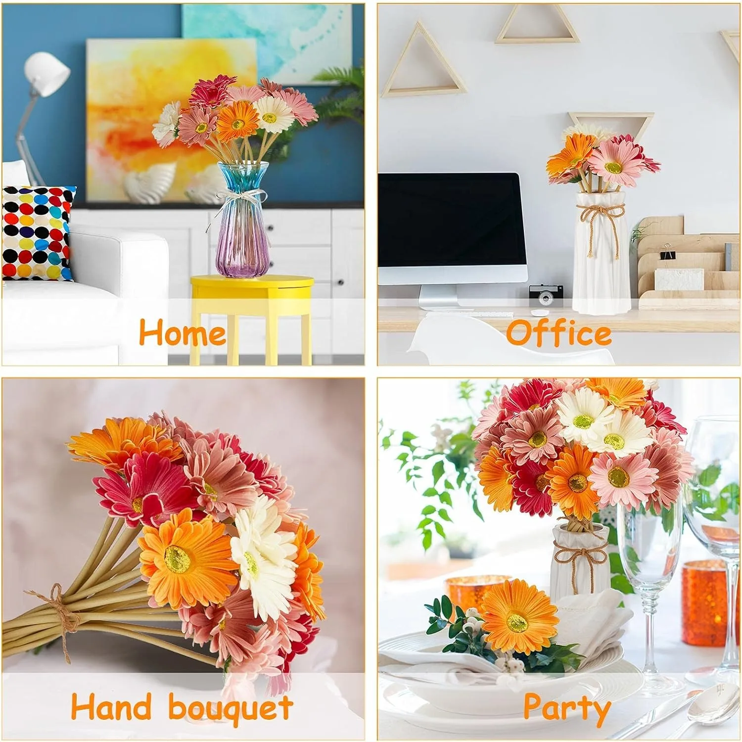 

5-Piece Daisy Artificial Flower Bouquet - Indoor Outdoor Home Wedding Vase Decor