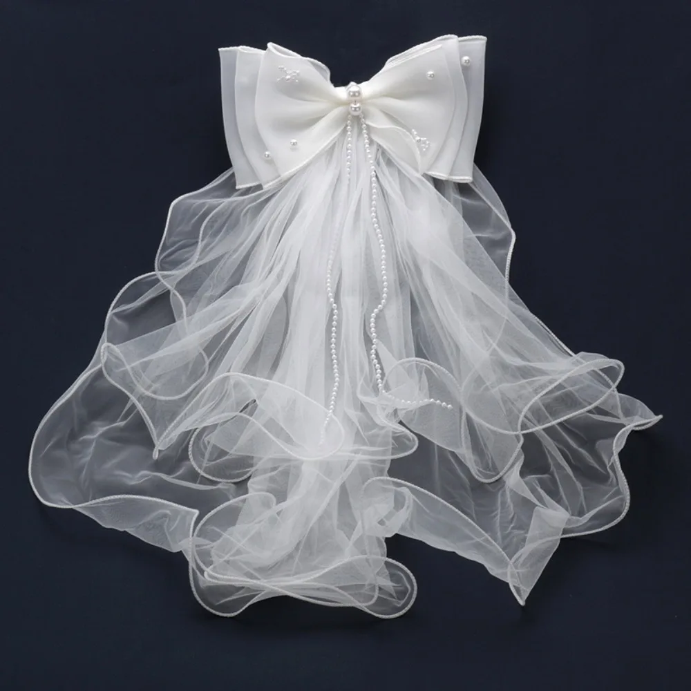 

Pearl Beaded Wedding Veils Fingertip Length Marriage Wedding Accessories Bride to Be