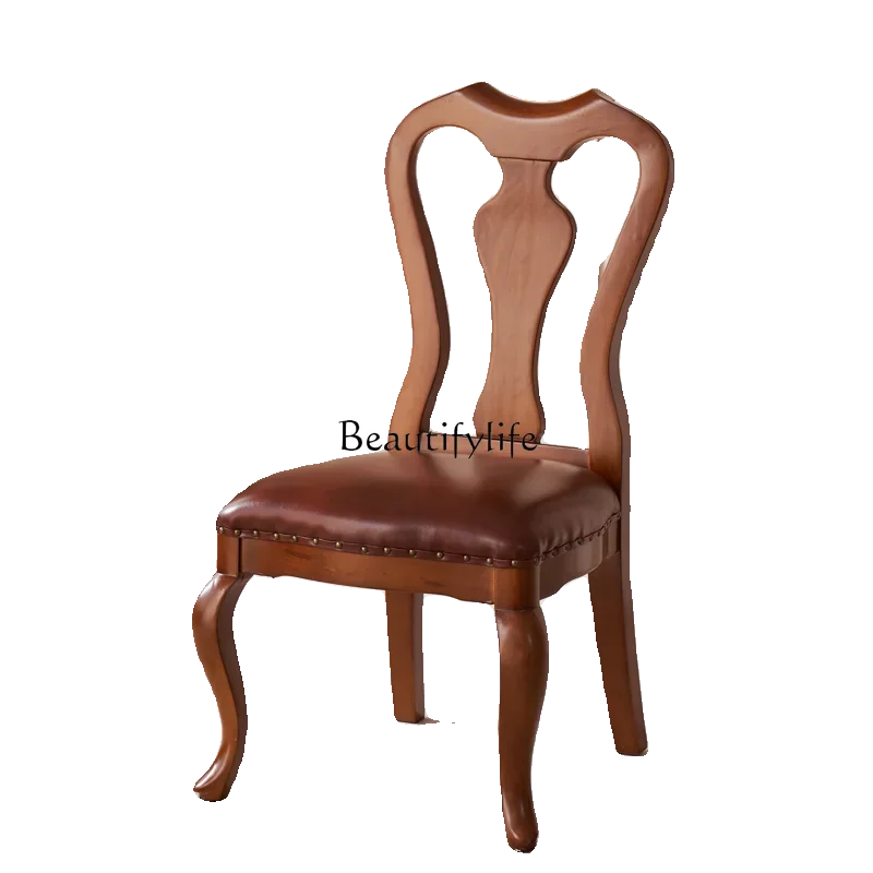 Krzesło do jadalni z litego drewna yj21, krzesło francuskie do jadalni domowej, pojedyncze oparcie