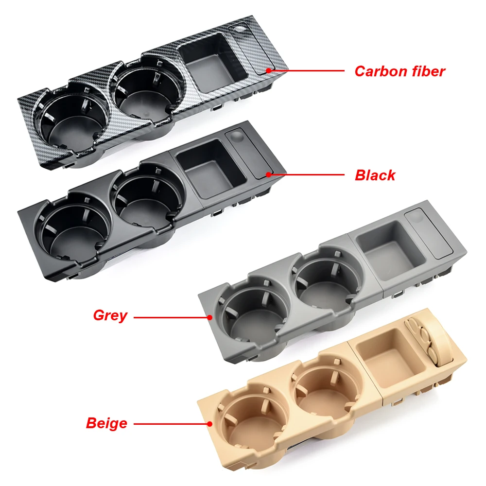 ใหม่ Double Hole จัดแต่งทรงผมรถด้านหน้าคอนโซลกล่องเก็บเหรียญ + ถ้วยสําหรับ BMW E46 Series 1999-2006 51168217953