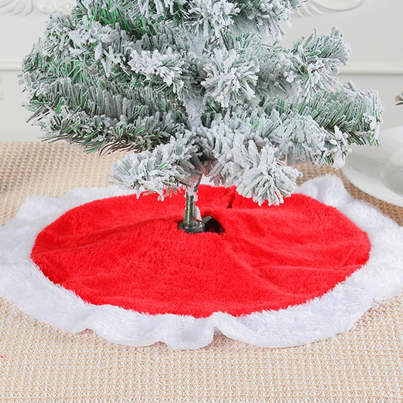 1PC Mini Gold Snowflake Christmas Tree Skirt Desktop White Red Xmas Tree Skirt Base Decoration Ornament Party Supply