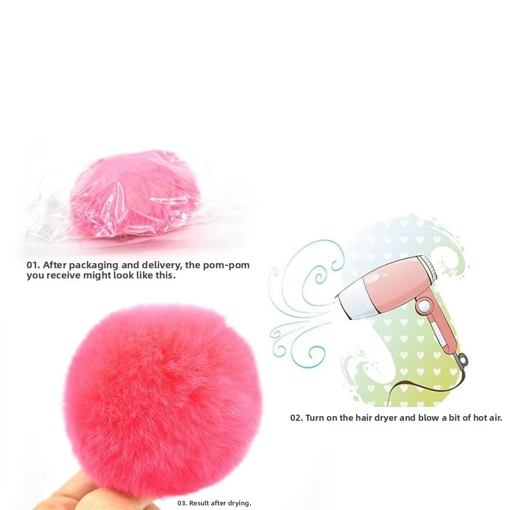 Fancy Fluffy Pom Pom Keychain Soft Faux Rabbit Hair Rabbit Ears Key Chain Cute Bag Charms Women Girls