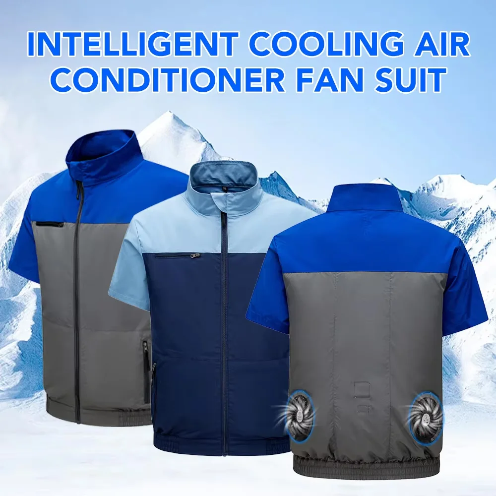 Summer Intelligent Cooling Air Conditioning Clothes for Men Anti-heat Short-sleeved T-shirt Fan Clothing USB Smart Riding Vests