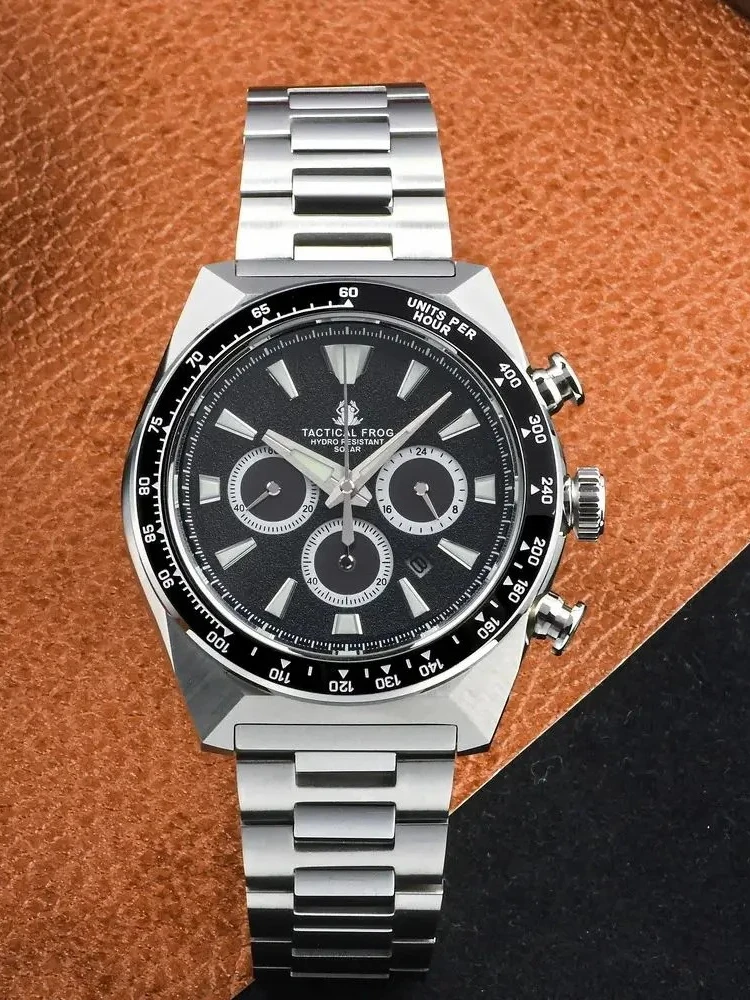 2026 Tactical Frog Herren-Chronographenuhr Solar Eco-Drive Quarz-Armbanduhr Militär 20 ATM wasserdicht C3 leuchtender Saphir VS75