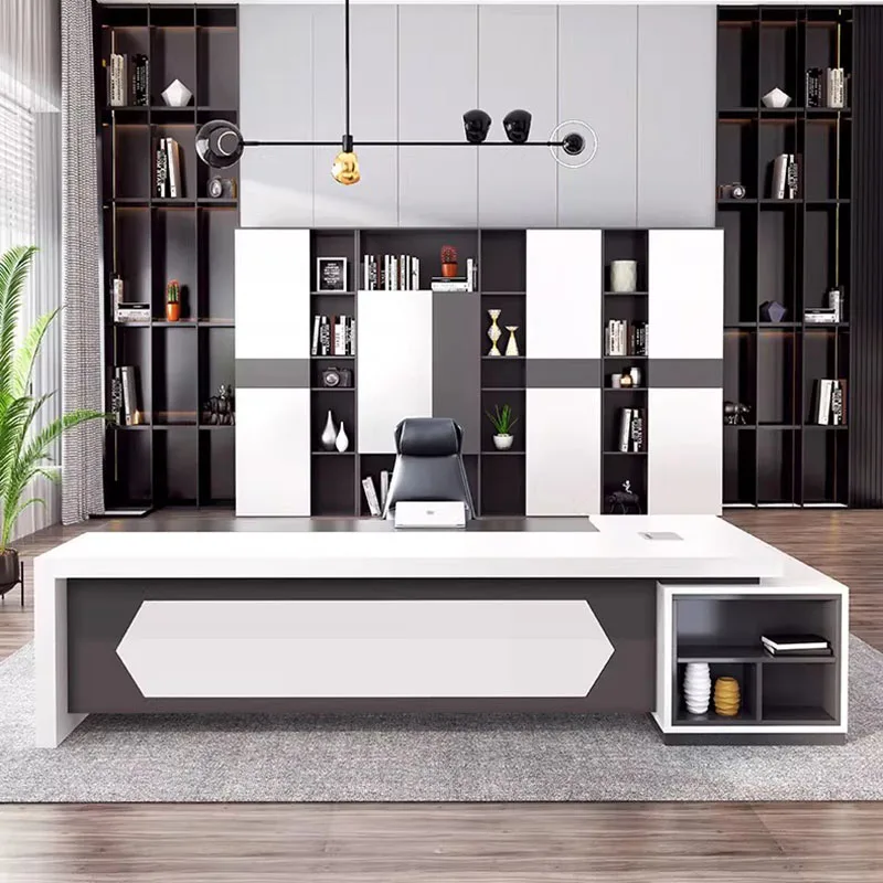

Reception Storage Office Desk Wooden Aesthetic Display Computer Office Desk Decoration Design Meuble Bureau Trendy Furniture