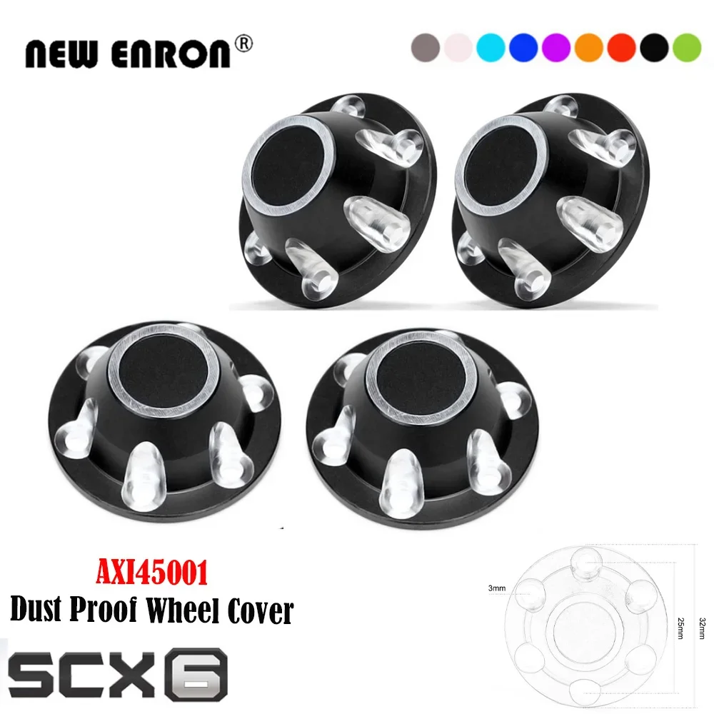 4Pcs Center Cap Dust Proof Wheel Hub Cover Alloy AXI45001 for RC Car 1/6 Crawler Axial SCX6 Jeep Wrangler Trail Honcho 4WD RTR