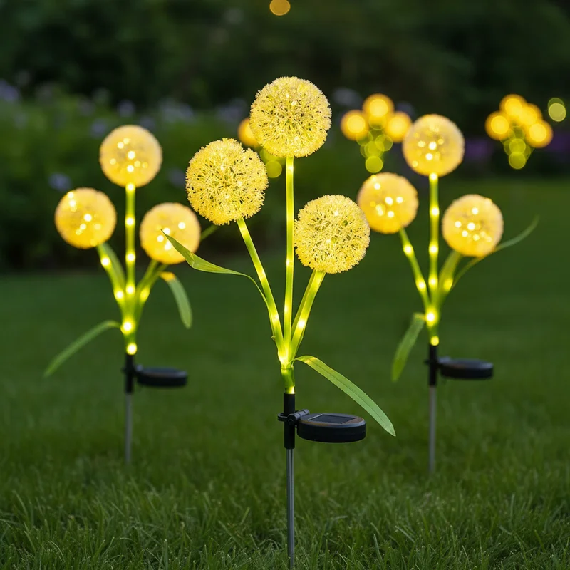 

3 Heads Solar Dandelion Light Outdoor Solar Powered LED Garden Lawn Courtyard Decor