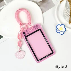 New Photocard Holder Keychain Photo Card Protective Cover ID Student Card Case Anti-loss Rope Photo Sleeves Chain Heart Pendant
