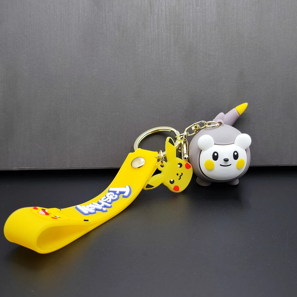 Magic Pokemon Pikachu Key Chain Cute Reachable Duck Bag Pendant Creative Couple Doll Wholesale Car Keychain Kid Gift Key Ring