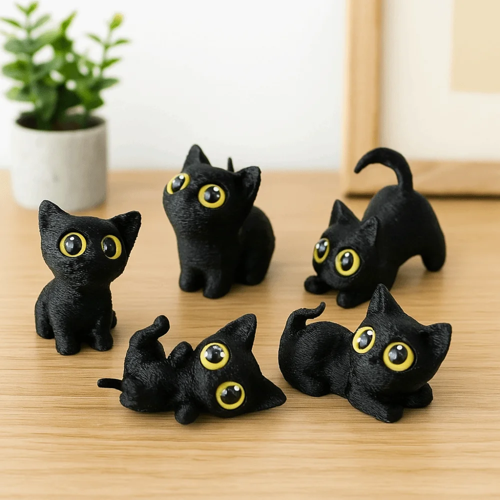 PLA Halloween Cat Anime Figure Handicraft Model 3D Printed Cats Figurines Display Funny Kitten Micro Landscape Crafts