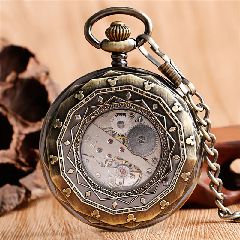 Vintage Railway Locomotive Unisex Handwind Mechanical Pocket Watch Open Face Roman Number Pendant Chain Clock Gift