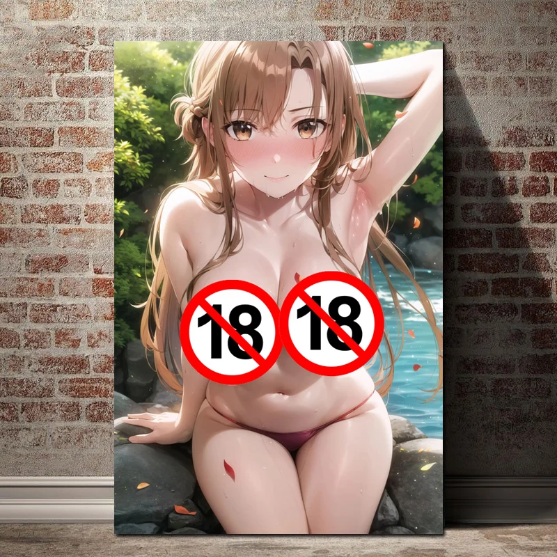 Anime Figures Nude Girl Big Boods Sex HD Picture Canvas Print Manga Poster Bedroom Decoration Wall Hanging Painting AI Art