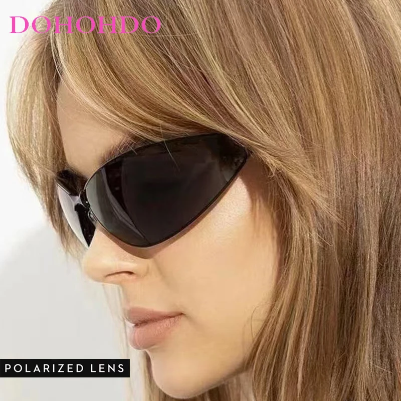 Vintage Polarized Cat Eye Punk Sunglasses Men Women Luxury Brand Designer Fashion Oval Metal Frame Driving Anti-Glare Eyewear