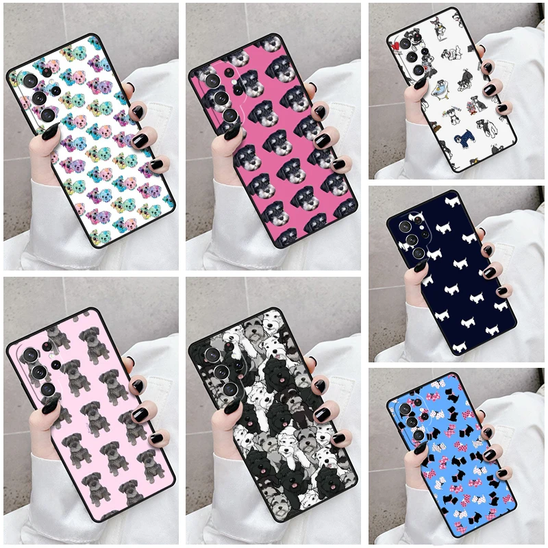 Phone Case For Samsung Galaxy S24 S23 S21fe S22 Ultra Plus Note 10 20 S8 S9 S10 Cover Schnauzer Puppy Dog