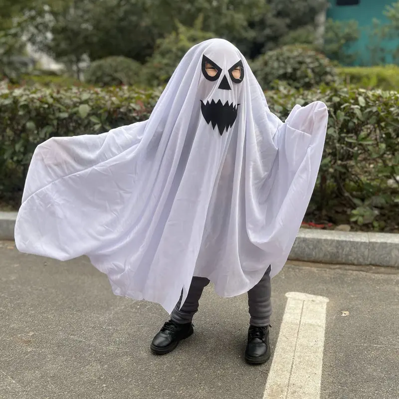 Funny White Ghost Cloak Cape Ghost Festival Horror Performance Costume Props Halloween Children's Performance Costume