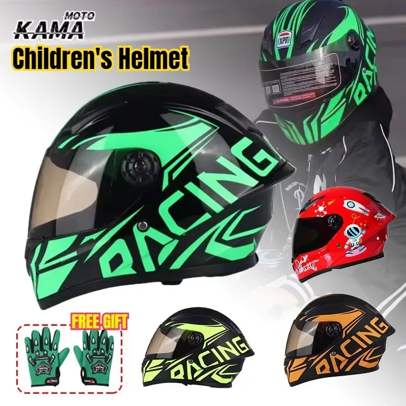 2025 New Children's Motorcycle Cool Children's Full Helmet Safety Helmet Four Seasons Certified Cartoon Children's Helmet
