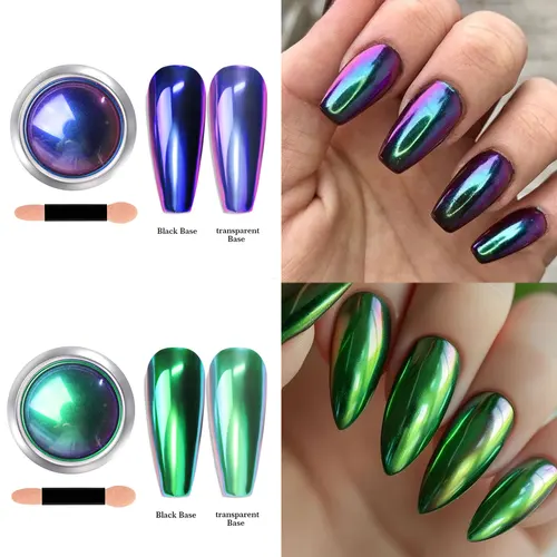 Imagen 2 del producto Red 0,3g espejo mágico cromado polvo para decoración de uñas camaleón chapado Aurora polvo para uñas concha fina frotamiento pigmento para uñas decoración SR5 @