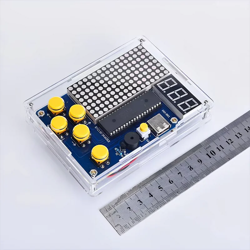DIY  Console with Acrylic Shell USB Cable Pixel Game Console Production Parts DIY Brazing Project Game Kit 51 Single Chip Game
