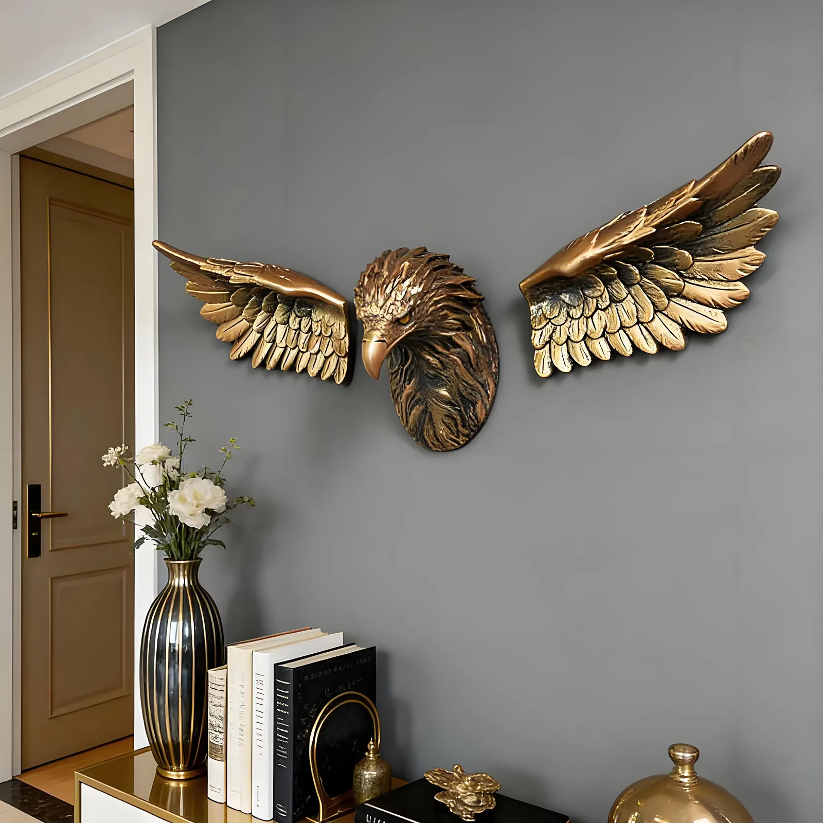 Large Size 3D Eagle Head,Statue,Sculpture,Ornaments,Home Living Room Wall Decoration,Animal Figurines,Hanging Decor,Vintage Art