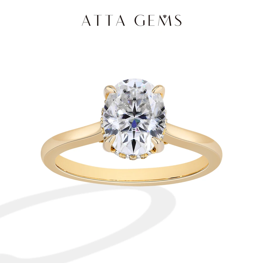 

ATTAGEMS Oval cut 9*7mm2CT DVVS Moissanite Ring 925 Sterling Silver for Women Wedding Jewelry High Quality Shipping from the USA