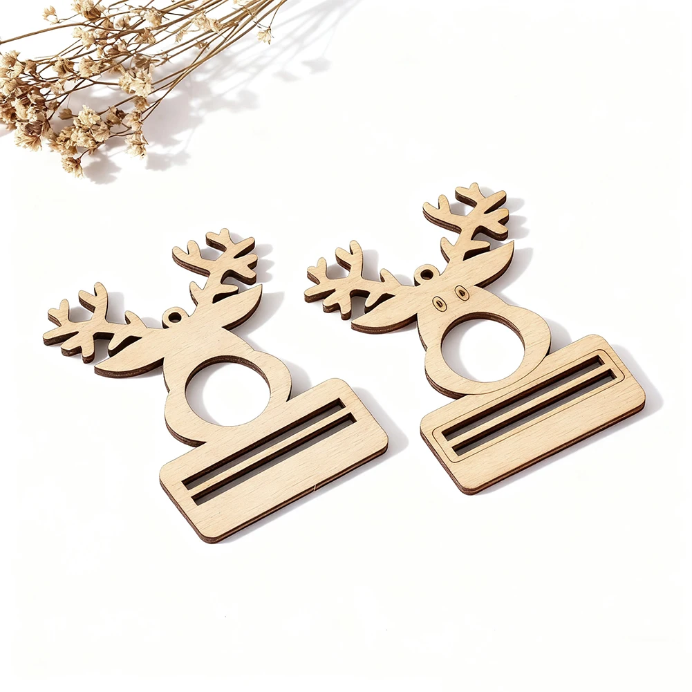 

2PCS Christmas Decorative Wooden Wallet Red Envelope Bell Pendant DIY Christmas Tree Ornament Family Holiday New Year Party Gift
