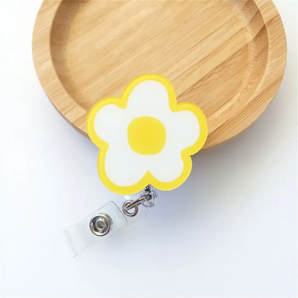 Cartoon Flower Nurse Badge Reel Name Tag Chest Card Easy Pull Buckle Acrylic Work Card ID Card Holder Office School Supplies