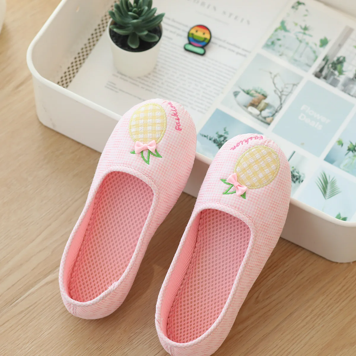 Summer Style Pineapple Small Bow Mesh Cloth Month Pregnant Woman Shoes Maternity Slippers Cartoon Fresh Cute Indoor Shoes