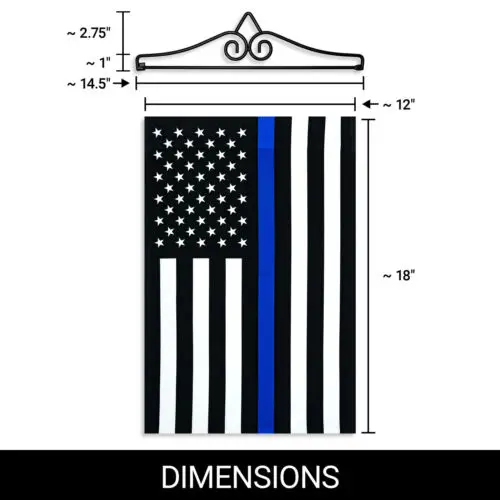 Garden Flag Thin Blue Line 12x18IN & Hanger 14IN Printed Poly