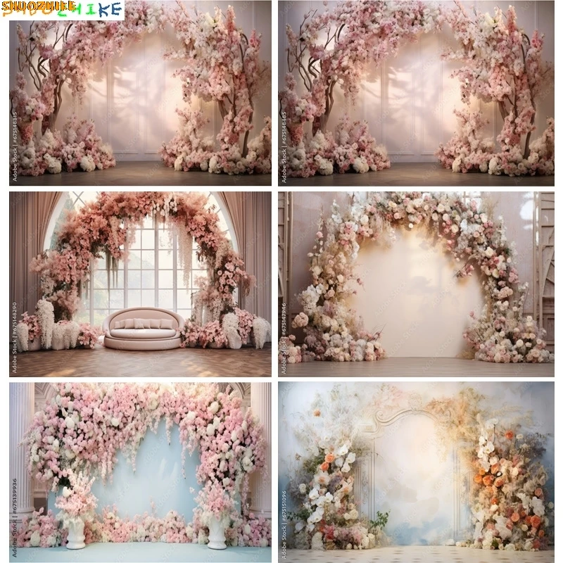 

Wedding Stage Photography Backdrops Aesthetic Luxury Flower Decoration Indoor Vintage Luxury Wall Photo Studio Background ZZ-05