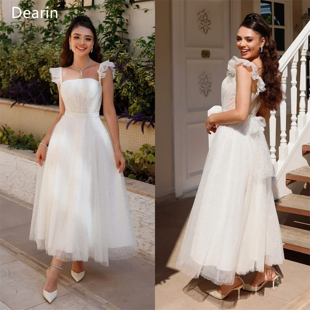 

Customized Formal Gown Dearin Spaghetti Strap A-line Ankle Length Skirts Layered Draped Tulle Bespoke Occasion Dresses Saudi Ara