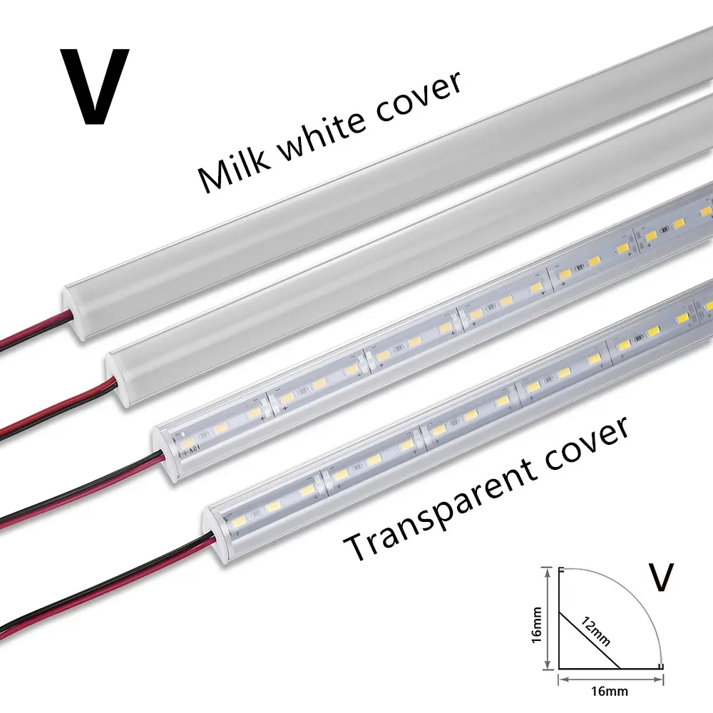 LED aluminiowy solidna listwa świetlna DC12V 50CM 20 cali U/V-shape 5730 36LEDs kanał aluminiowy LED oświetlenie do dekoracji domu