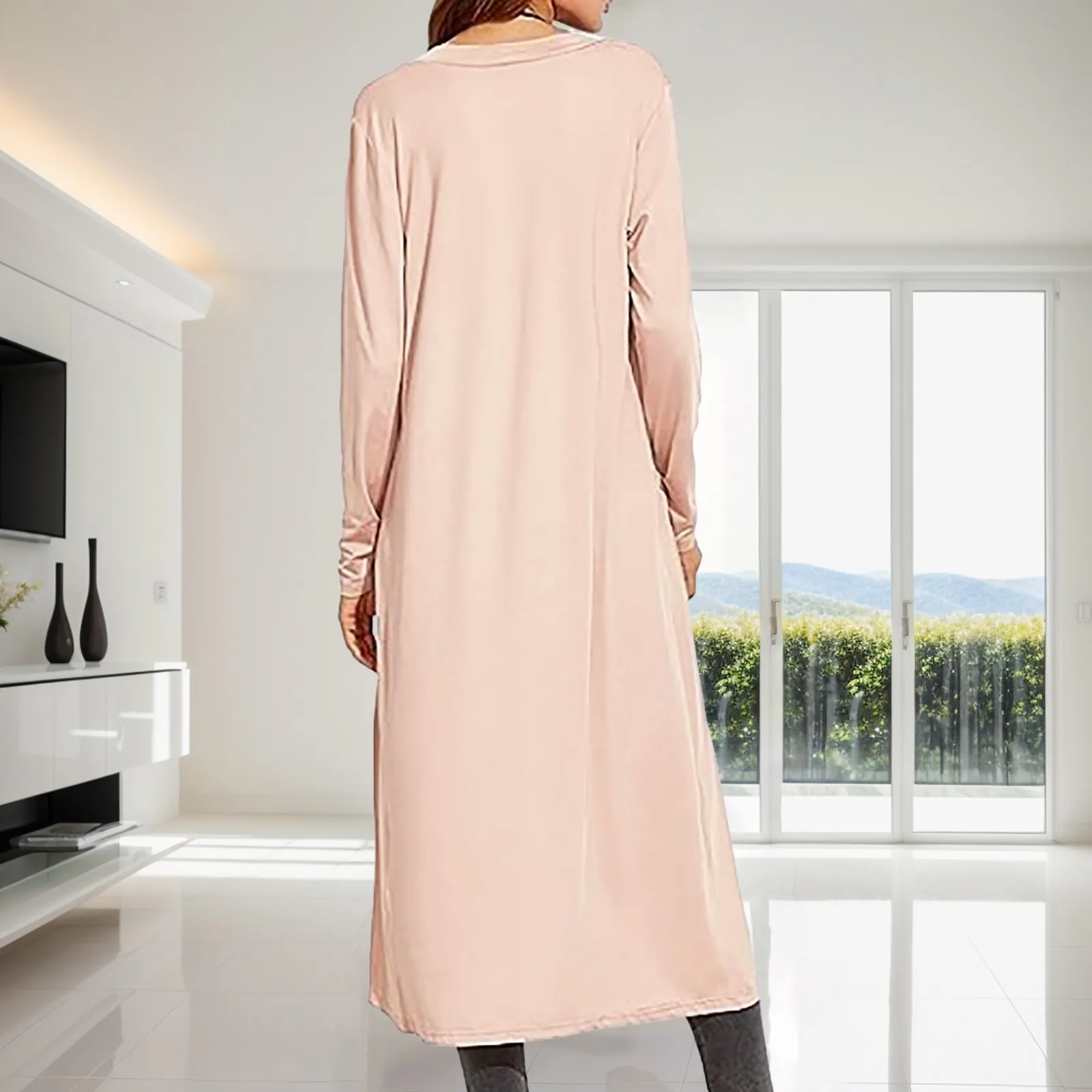 Autumn Women's Thin Long Cardigan Long Sleeve Open Front Outwears Coats With Pockets Elegant Lady Shawl Versatile Casual Clothes