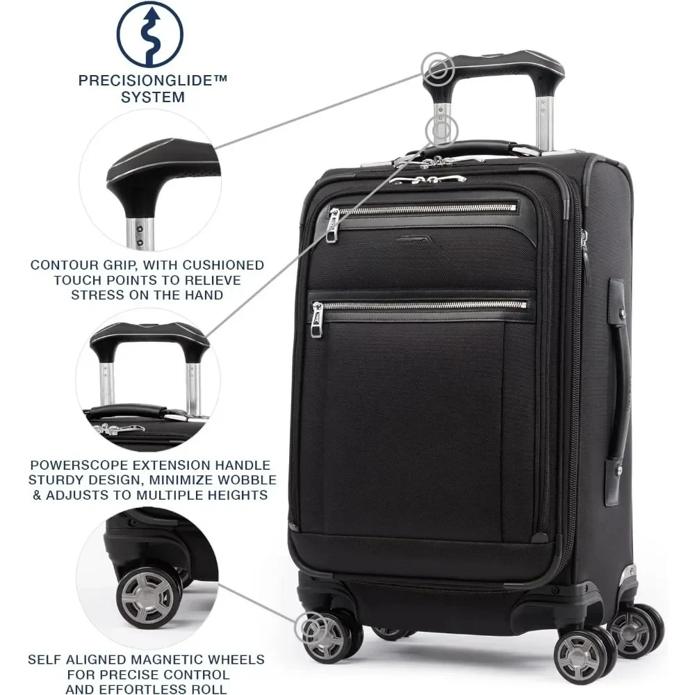 Carry on Luggage, 8 Wheel Spinner Suitcase, Shadow Black, Carry On 21-Inch