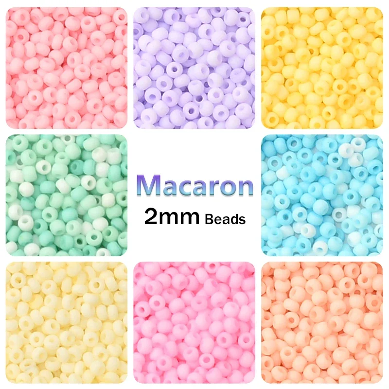 Approx. 2000Pcs 2mm Matte Macaroon Color Seed Beads 11/0 Uniform Spacer Glass Beads for DIY Jewelry Making Bead Accessories