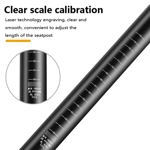Imagen 2 del producto Tija de sillín de bicicleta ultraligera, sillín de carretera de montaña, 27,2, 30,9, 31,6mm x 350mm, tubo de sillín de bicicleta, varilla de explosión de arena de aluminio ajustable