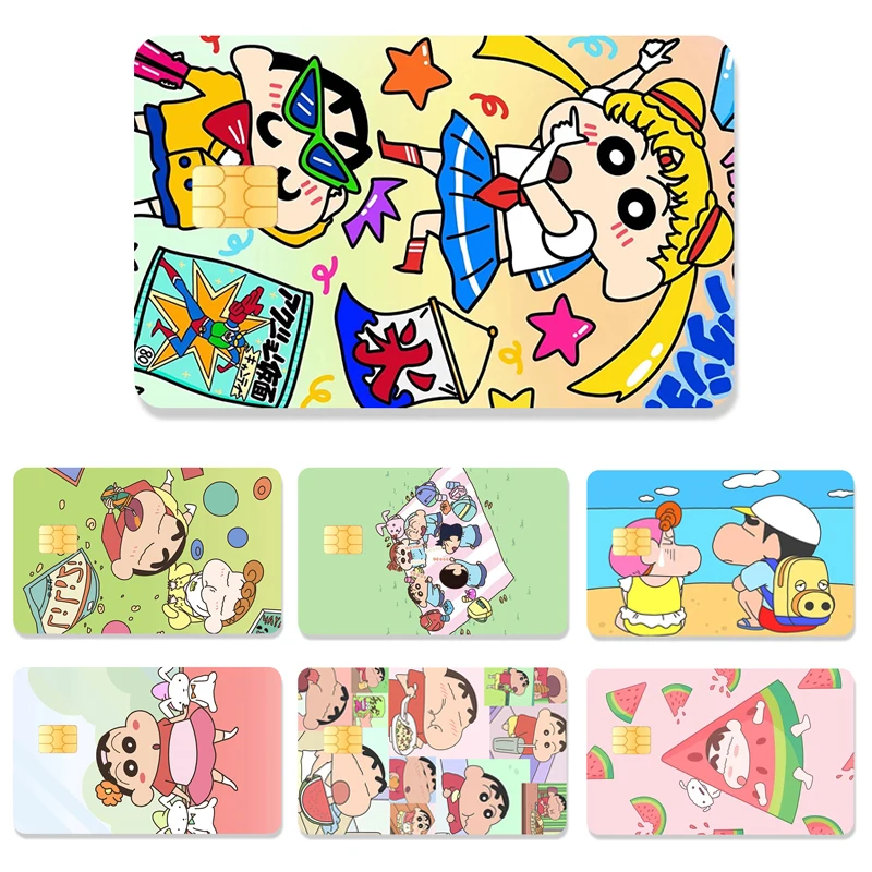 Credit Card Crayon Shin-Chan Debit Card Stickers DIY Cartoon Anime Waterproof Melody Poker Stickers Film Tape Skins Small Stacks