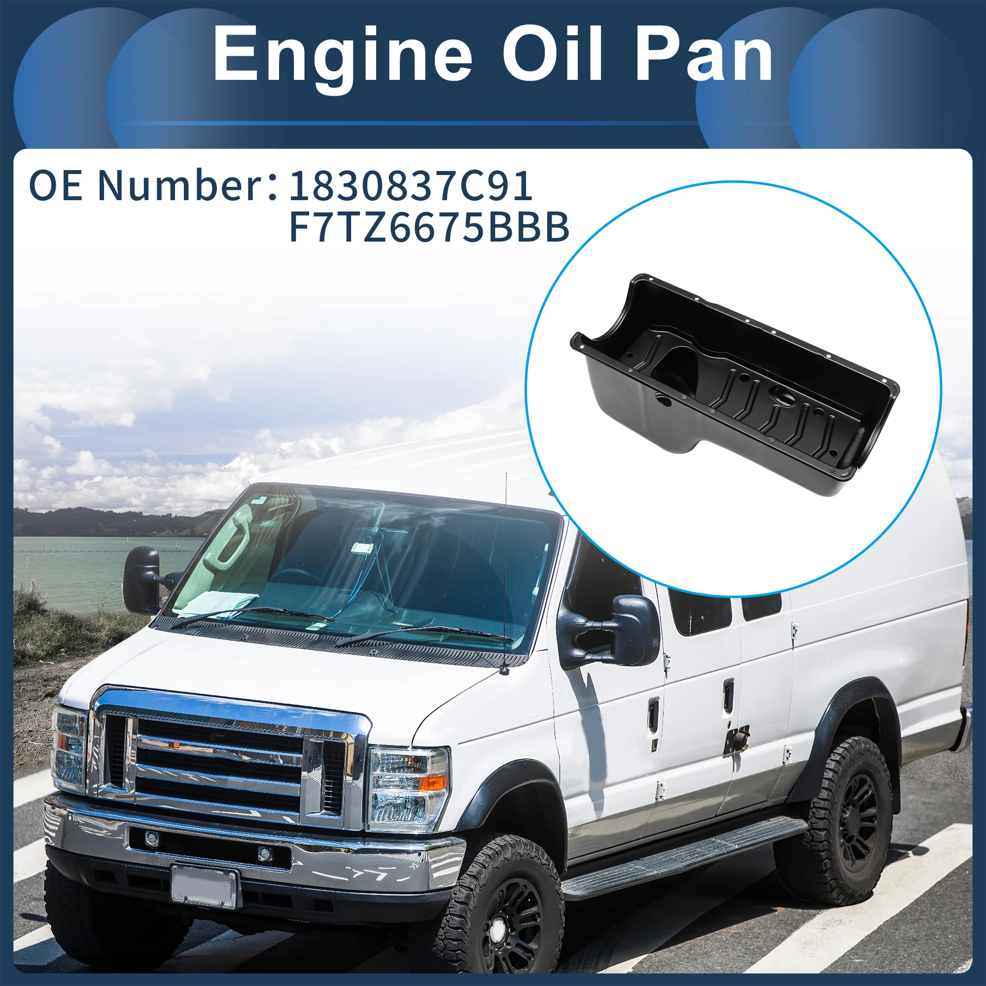 

UXCELL No.1830837C91 Масляный поддон двигателя Масляный поддон поддона трансмиссии для Ford E350 Econoline 1997-1998 Железный черный