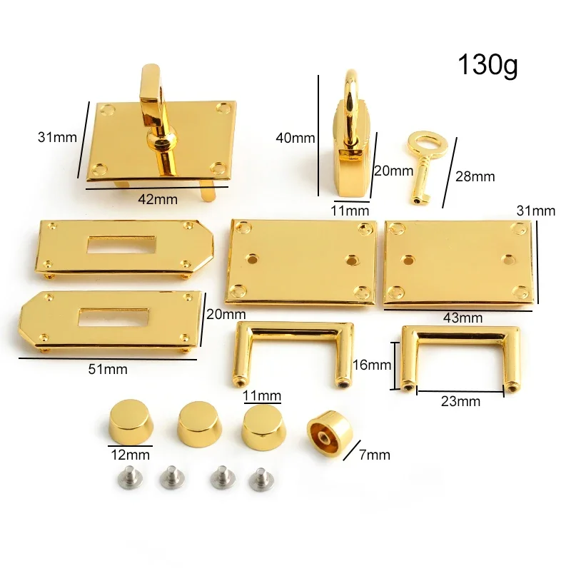 1/5Sets Gold,Silver Metal Rectangle Turn Lock Twist Clasp For Leather Craft Handbags Shoulder Bags Buckles Hardware Accessories