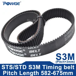 POWGE STD S3M Timing belt Lp=582-675mm 585 588 591 594 597 600 603 606 609 612 615 618 621 624 627 630 633 636 639 642 645 648