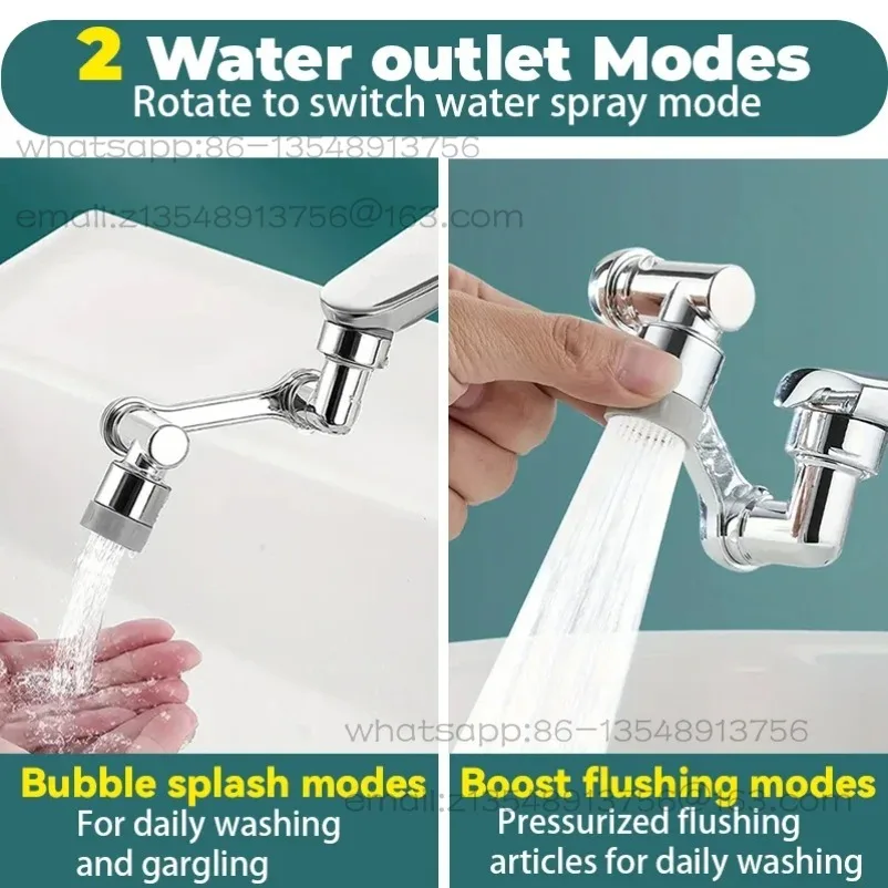 1080° Rotatable Faucet Extender Sprayer Head 2 Modes Universal Bathroom Tap Extend Adapter Aerator