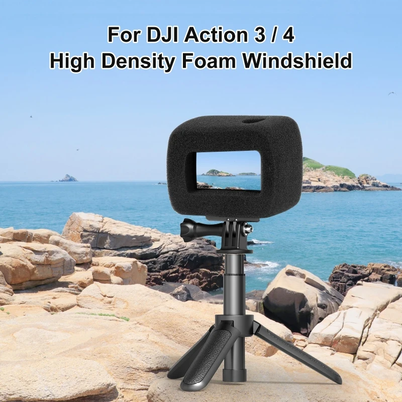 PULUZ Sponge Windproof Cover For DJI Osmo Action 4 / Action 3 Camera Reduce Wind-noise Shockproof Protective Case Accessories